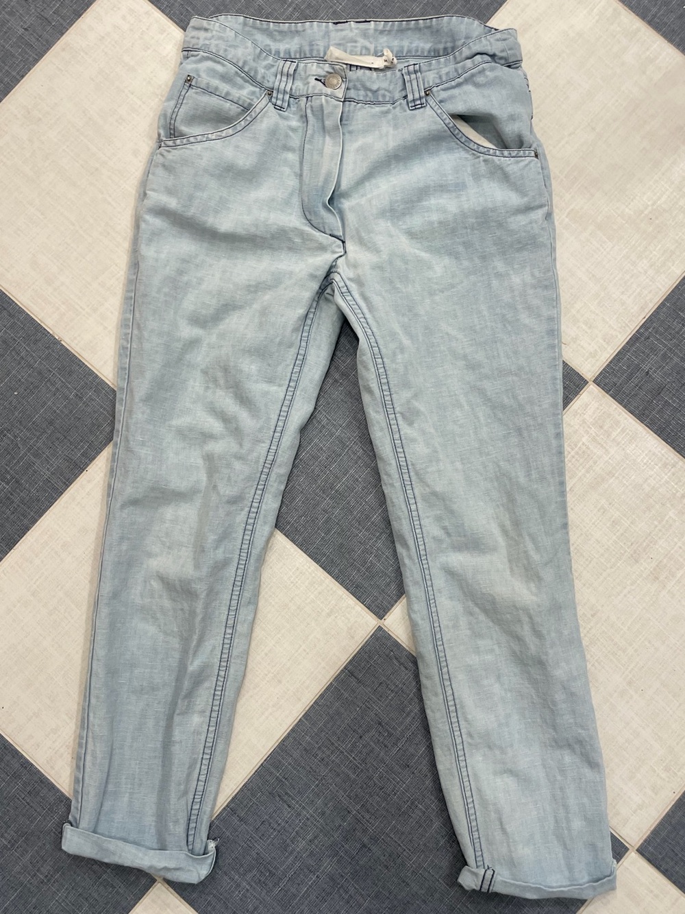 ISABEL MARANT ETOILE Light Blue Soft Cotton Tapered Pants (FR 34 / Fits US 0)